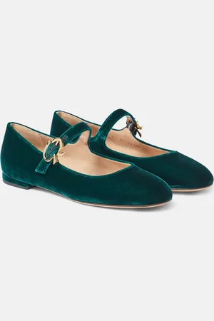 Gianvito Rossi Mary Ribbon velvet ballet flats
