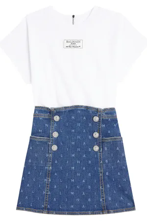 Balmain Cotton jersey and denim dress