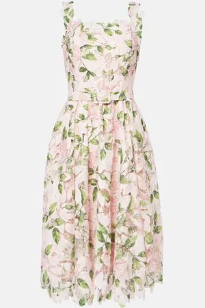 Oscar de la Renta Floral guipure cocktail dress