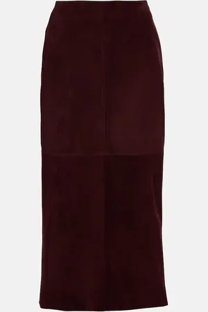 Nour Hammour Selly suede midi skirt