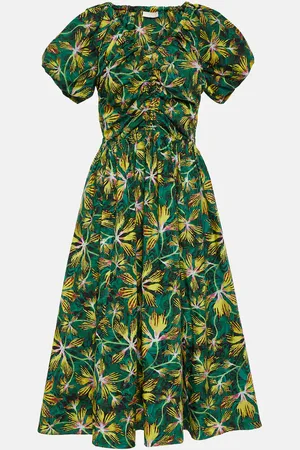 ULLA JOHNSON Cecile floral cotton poplin midi dress