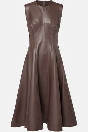 Norma Kamali Grace faux leather bustier midi dress