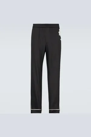 VALENTINO Floral embroidered silk pajama pants