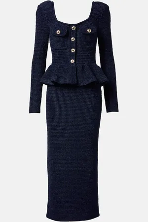 Self-Portrait Peplum knitted midi dress