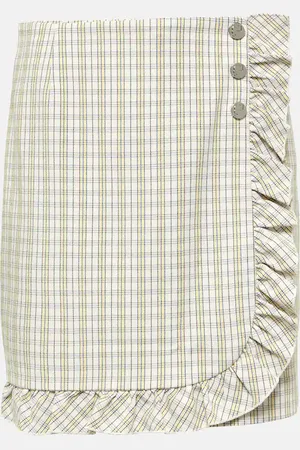 Tory Burch Ruffled pinstripe cotton skort
