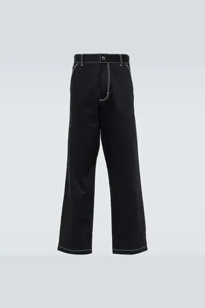 Prada Embroidered straight cotton pants