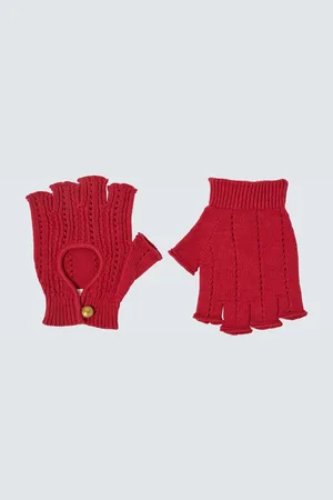 VALENTINO GARAVANI Ribbed-knit cotton fingerless gloves