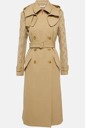 Chloé Broderie anglaise virgin wool trench coat