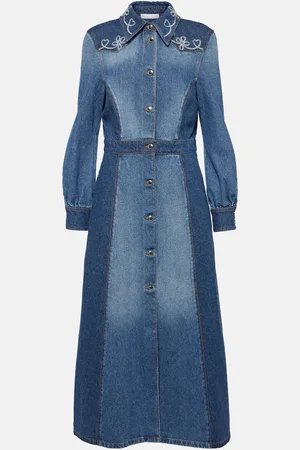 Chloé Embroidered denim shirt dress