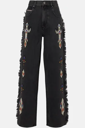 Marant Etoile Maella fringed wide-leg jeans