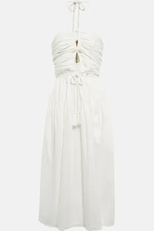 ULLA JOHNSON Emmaline halterneck cotton poplin midi dress