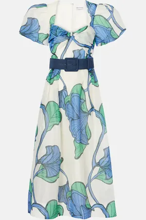 Rebecca Vallance Blue Ivy floral linen and silk midi dress