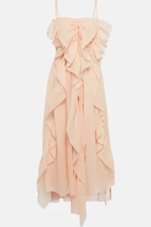Chloé Ruffle-trimmed ramie midi dress