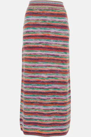 Chloé High-rise wool and cashmere midi skirt