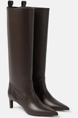 Brunello Cucinelli Embellished leather knee-high boots