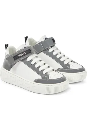 VERSACE Logo leather high-top sneakers