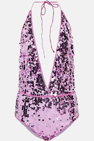 Oseree Sequined halterneck swimsuit