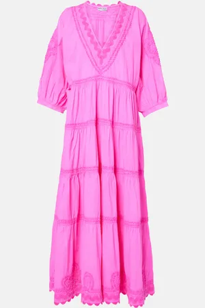 Juliet Dunn Embroidered cotton poplin maxi dress