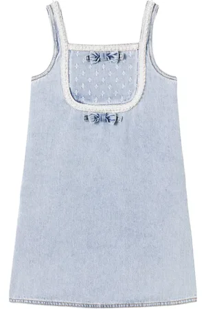 Self-Portrait Bow-detail embellished denim dress