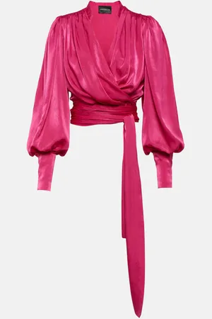 Costarellos Mouglalis wrap satin blouse