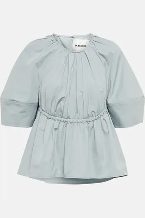 Jil Sander Gathered cotton poplin blouse