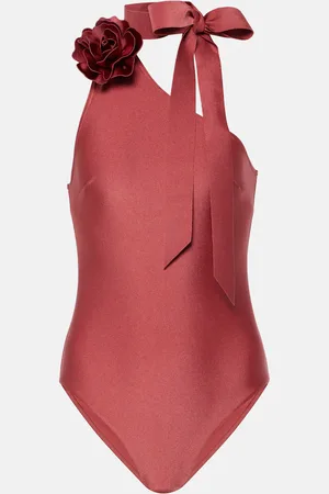 ZIMMERMANN Waverly floral-appliquÃ© one-shoulder swimsuit
