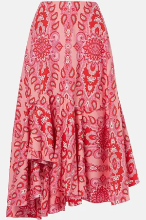 Etro Paisley asymmetric cotton midi skirt