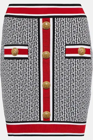 Balmain Monogram embellished knit miniskirt