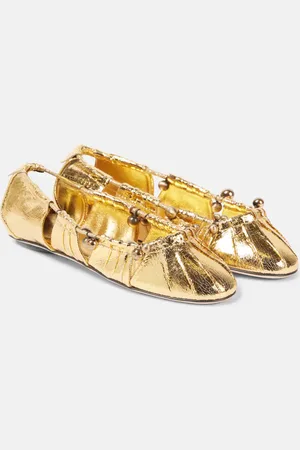 Chloé Luna cutout metallic leather ballet flats
