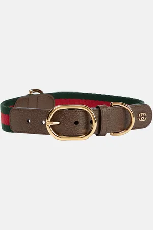 Gucci Web Stripe L/XL faux leather dog collar