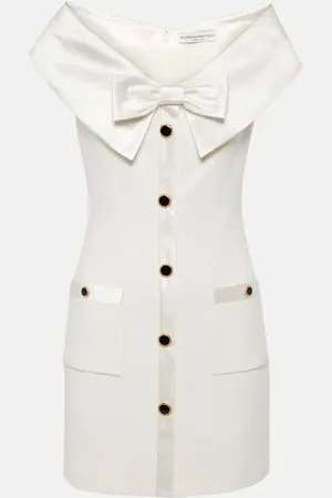 Alessandra Rich Bow-detail satin-trimmed cady minidress