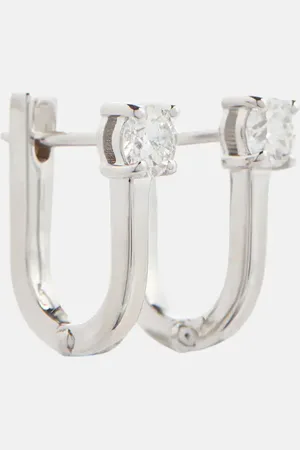 Melissa Kaye Aria U Huggie 18kt white gold hoop earrings with diamonds