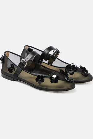 Mach & Mach Sequined floral-appliquÃ© Mary Jane flats