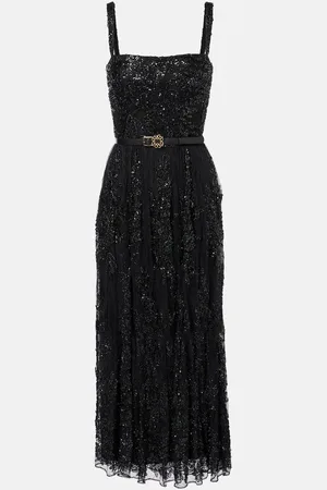 Elie saab Sequined lace-trimmed cocktail dress