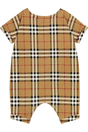 Burberry Baby Burberry Check cotton-blend playsuit