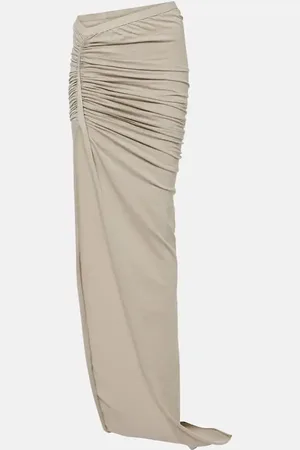Rick Owens Ruched cotton jersey maxi skirt