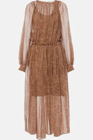 Max Mara Sheer silk georgette midi dress