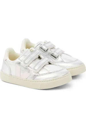 Veja V-12 metallic leather sneakers
