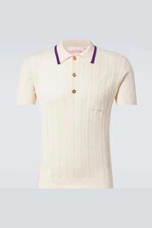 VALENTINO Cable-knit cotton polo sweater