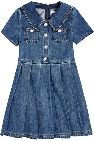 Self-Portrait Pleated denim dress