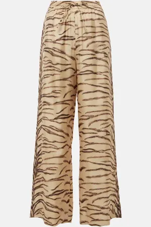 Stella McCartney Printed high-rise silk wide-leg pants
