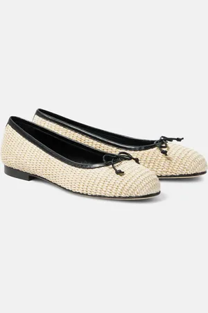 Manolo Blahnik Veralli raffia ballet flats