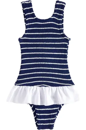 Hunza G Baby Denise ruffled striped swimsuit