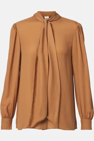 Saint Laurent Tie-neck silk charmeuse blouse