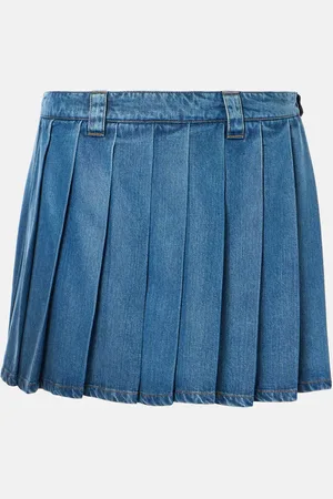 Miu Miu Pleated denim miniskirt