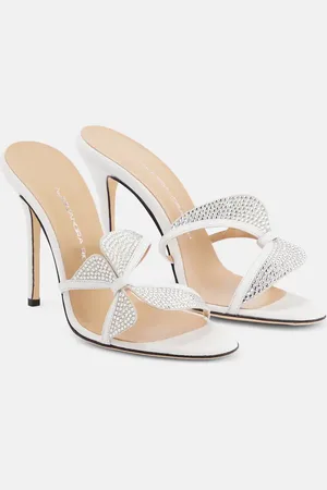 Alessandra Rich Butterfly crystal-embellished leather mules