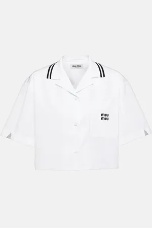 Miu Miu Logo cotton poplin cropped shirt