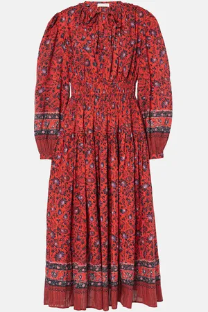 ULLA JOHNSON Mona floral cotton-blend midi dress