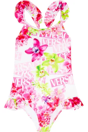 VERSACE Logo floral swimsuit