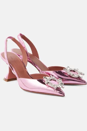 Amina Muaddi Begum Sling 70 mirrored leather slingback pumps